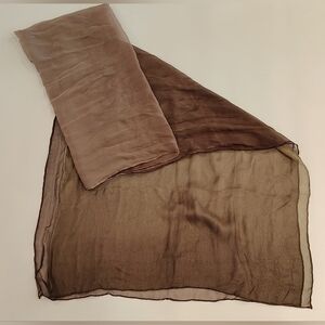 Sheer Lightweight Handmade Long  Silk Scarf in Sage Taupe Brown